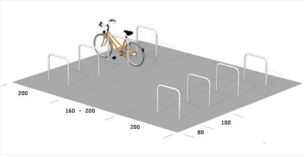 odległość między stojakami rowerowymi