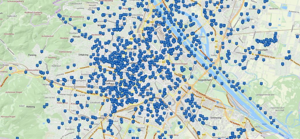 mapa poidełek w Wiedniu